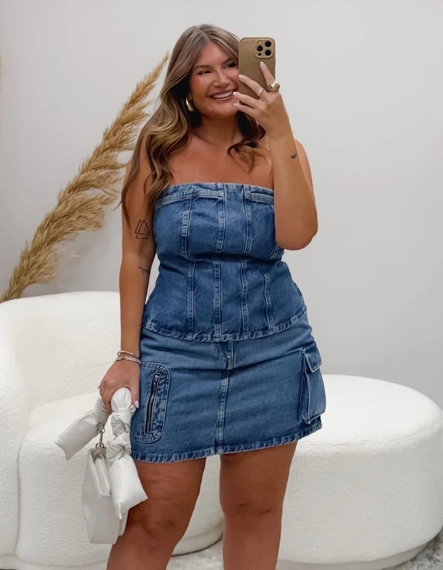 Conjunto Jeans Tomara que Caia + BOLSA DE BRINDE