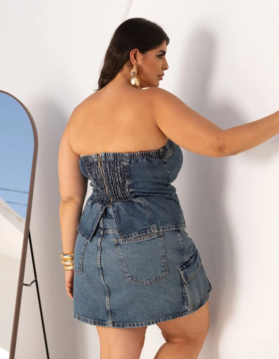 Conjunto Jeans Tomara que Caia + BOLSA DE BRINDE