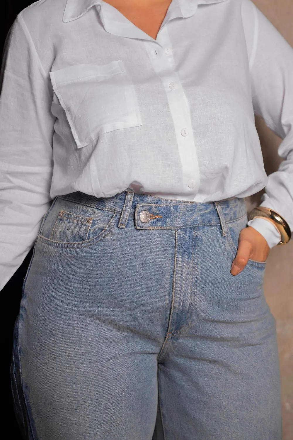 Calça Wide Faixa Lateral